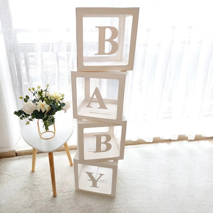 Baby Shower Decoration Boy Girl Transparent Balloon Box Letter Frist 1st Birthday Wedding Party Gender Reveal Baptism Decoration