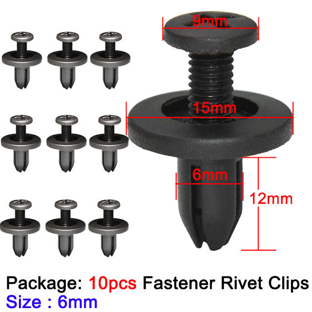 10~ 50pcs Car 6mm Hole Plastic Rivets Fastener Push Clip Black Auto Vehicle Door Trim Panel Retainer Fastener Clips For Toyota