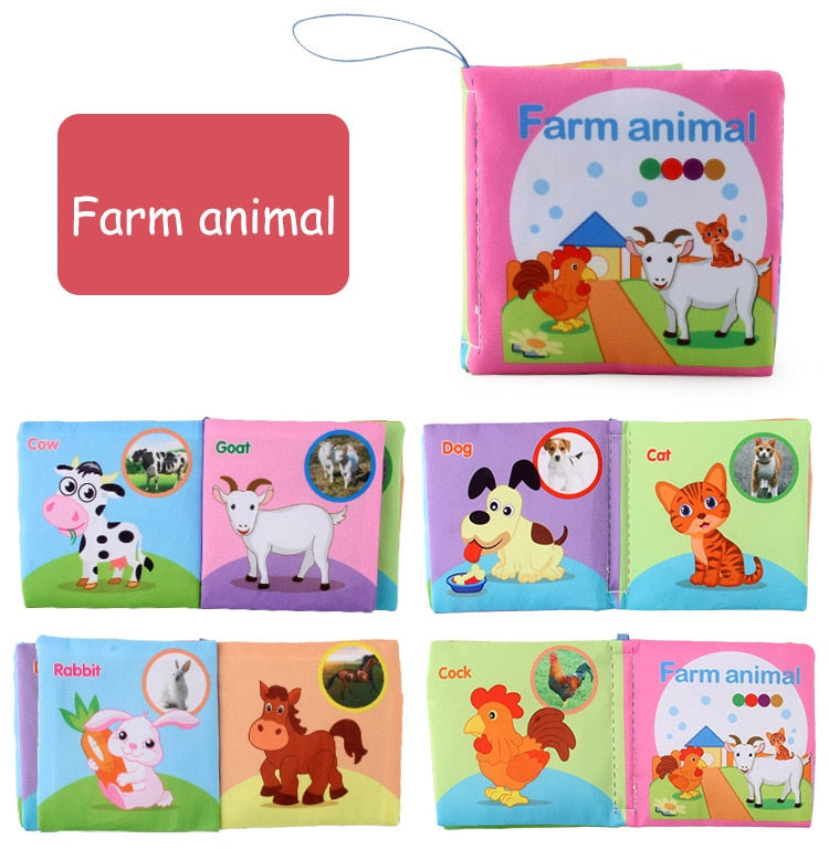 Baby Soft Cloth Book for Newborns 0-12 Months 3D Book Animal Family Cognitive Montessori Early Educational Toys for Kids Gift