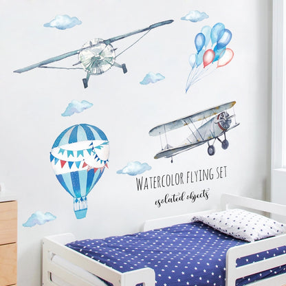 Cartoon Kids room Wall Decor Wall Stickers Hot Air Balloon Vinyl Wall Decals for Home Decoration Art Murals Sticker Wallpaper