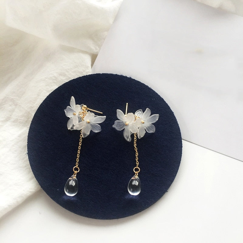2019 New flower handmade bohemia boho earrings women fashion long hanging earrings crystal female wedding earings party jewelry