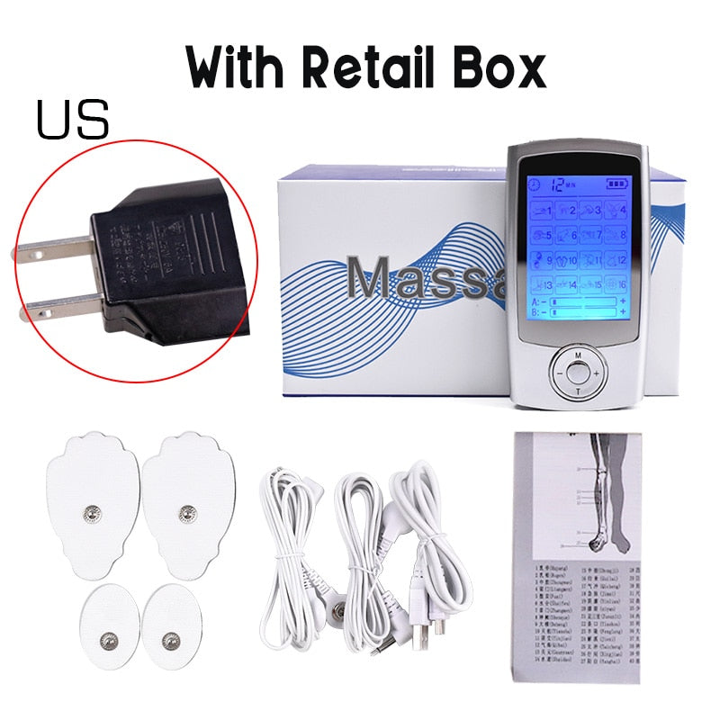 16 Modes EMS Muscle Stimulator Pulse Tens Acupuncture Body Massage Digital Therapy Massager Pain Relief Body Slimming 2 Output