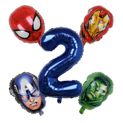 1set 3D Big Spider Super Hero Man Mylar Foil Balloon Number Foil Balloons Birthday Party Decoration Supplies Children's Gifts