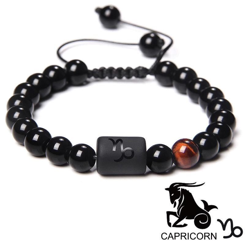 12 Zodiac Signs Constellation Couples Bracelet Natural Stone Beads Braided Bracelet for Women Men Friend Birthday Jewelry Gift