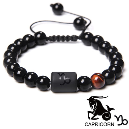 12 Zodiac Signs Constellation Couples Bracelet Natural Stone Beads Braided Bracelet for Women Men Friend Birthday Jewelry Gift