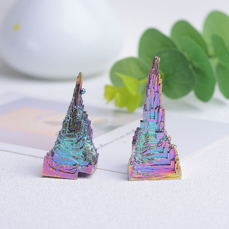 1piece Natural BismuthMetal Quartz Pyramid Bismuth ore Quartz Gemstone Reiki Healing Stone Home Decoration Raw Crystals