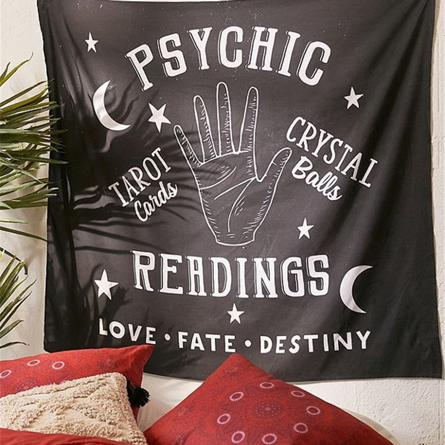 Psychic Tarot Wall Tapestry Hippie Aesthetic Witchcraft Cat Divination Mandala Wall Hanging Decor Bedroom Home Decoration Carpet