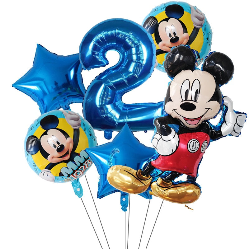 6Pcs Disney Minnie Foil Balloons Set Mickey Mouse Balloon Birthday Party Decoration Baby Shower Kids Toy Air Globos Supplies