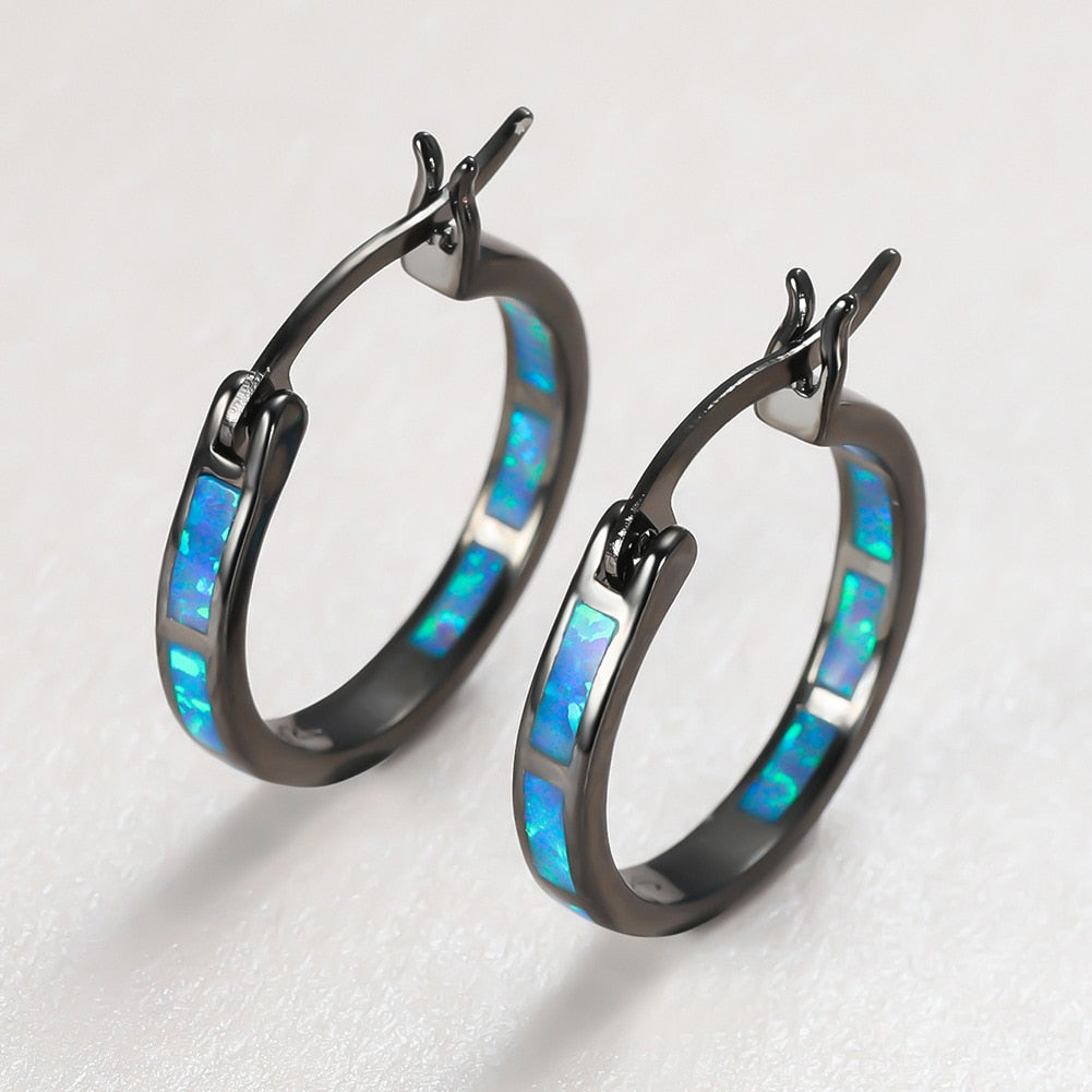 Jellystory High Quality 925 Stelring Silver Stud Earrings 24mm Circle Opal Gemstone Earrings For Women Wedding Jewelry Gifts