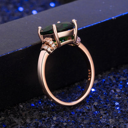 HuiSept Fashion Women Ring 925 Silver Jewelry Square Shape 8*8mm Emerald Zircon Gemstone Finger Rings for Wedding Party Gifts