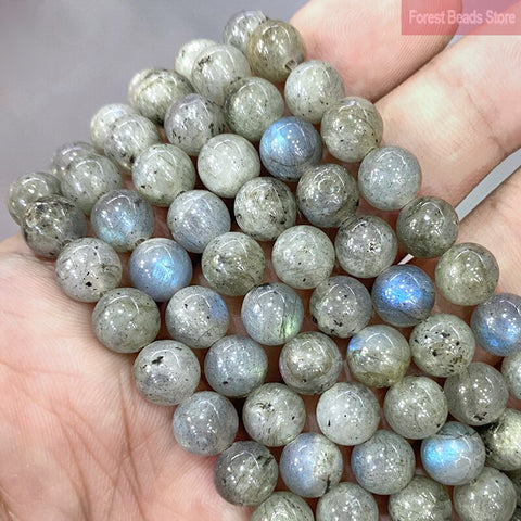 Gray Labradorite Beads Natural Stone Round Loose Beads For DIY Making Bracelet Necklace Jewelry Charm 15'' Inch 4/6/8/10/12mm