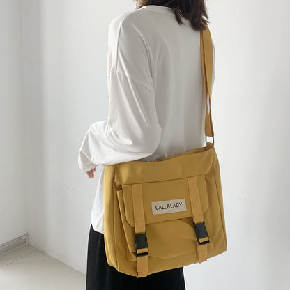 Fashion Classic Simple Messenger Bag Women's South Korea Chic Postman Bag Lady Student Nylon Waterproof Canvas Schoolbag