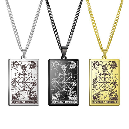 Dawapara Vintage Tarot Card Necklace The Major Arcana Pagan Astrology Talisman Pendants Necklace Stainless Steel Jewelry