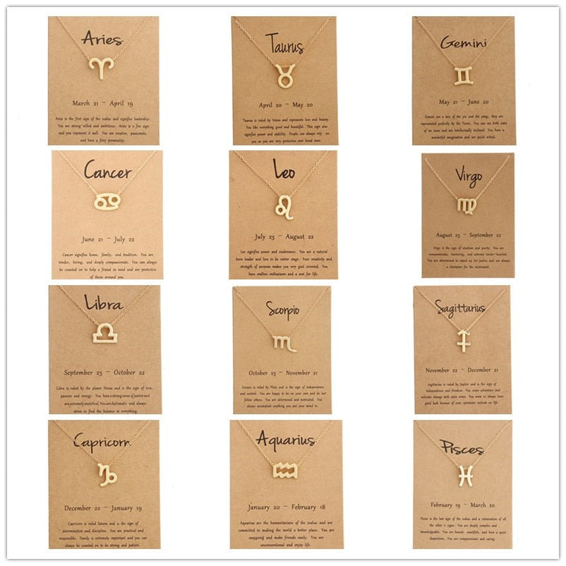 New Trendy Alloy Cute Elegant Star Zodiac 12 Constellation Pendant Necklaces for Women Fashion Gift Birthday Accessories Jewelry