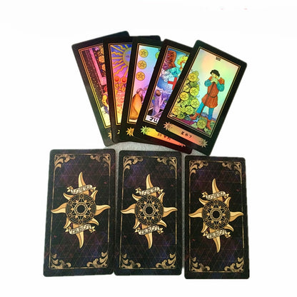 Holographic Tarot Cards Board Game 78 PCS Shine Cards Full English Edition for Astrologer English rules