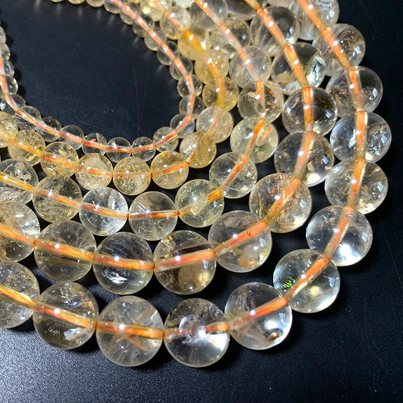 Wholesale Clear Yellow Citrine A 100% Natural Loose Round Stone Beads For Jewelry Making DIY Bracelet Necklace 6/8/10MM 15''