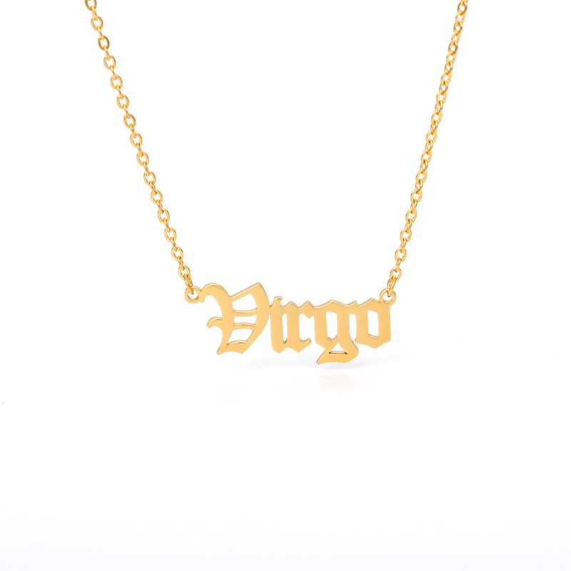 12 Zodiac Sign Letter Constellations Necklace For Women Men Virgo Leo Libra Scorpio Sagittarius Capricorn Aquarius Birthday Gift