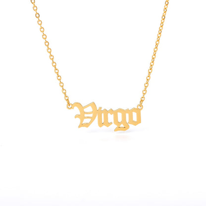 12 Zodiac Sign Letter Constellations Necklace For Women Men Virgo Leo Libra Scorpio Sagittarius Capricorn Aquarius Birthday Gift