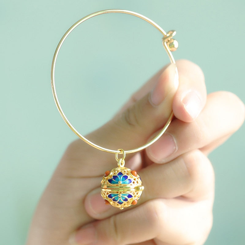 1PC Hollow Cage Cloisonne Locket with Lamp Balloon Bangles Lamp Balloon Locket Bracelets Fashion Jewelry