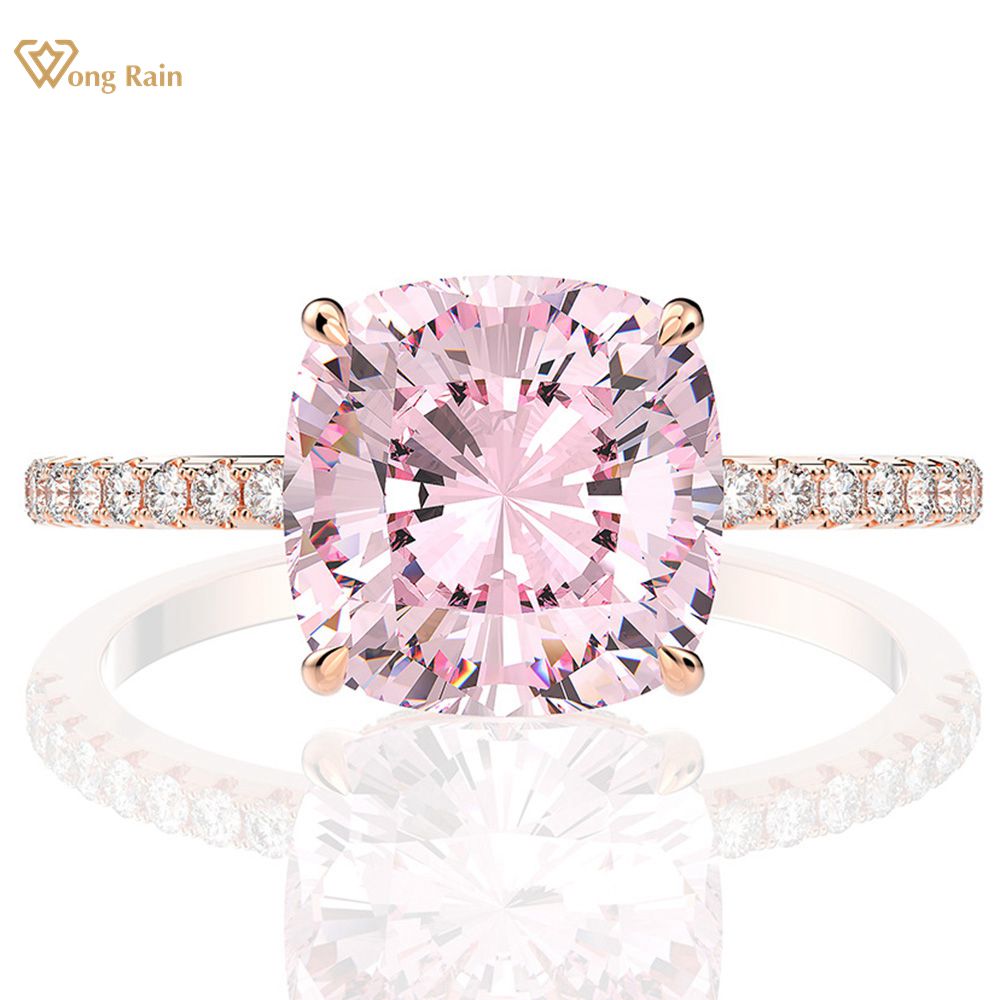 Wong Rain 100% 925 Sterling Silver Created Moissanite Sapphire Gemstone Wedding Engagement Rose Gold Ring Fine Jewelry Wholesale