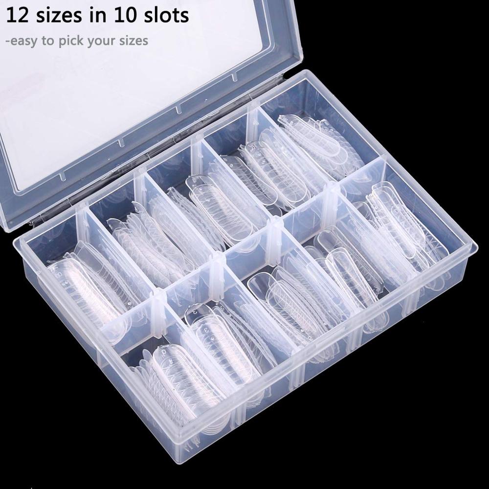 Makartt Dual Forms Nail Forms Nail Extension System for Poly Nail Gel Coffin Nail Mold Clear Full Cover False Nail Tips Acrylic