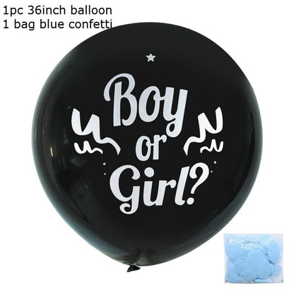 1pc 36inch Boy or Girl Balloon Black Latex Ballon with Confetti Gender Reveal Globos Baby Shower Gender Reveal Party Decoration