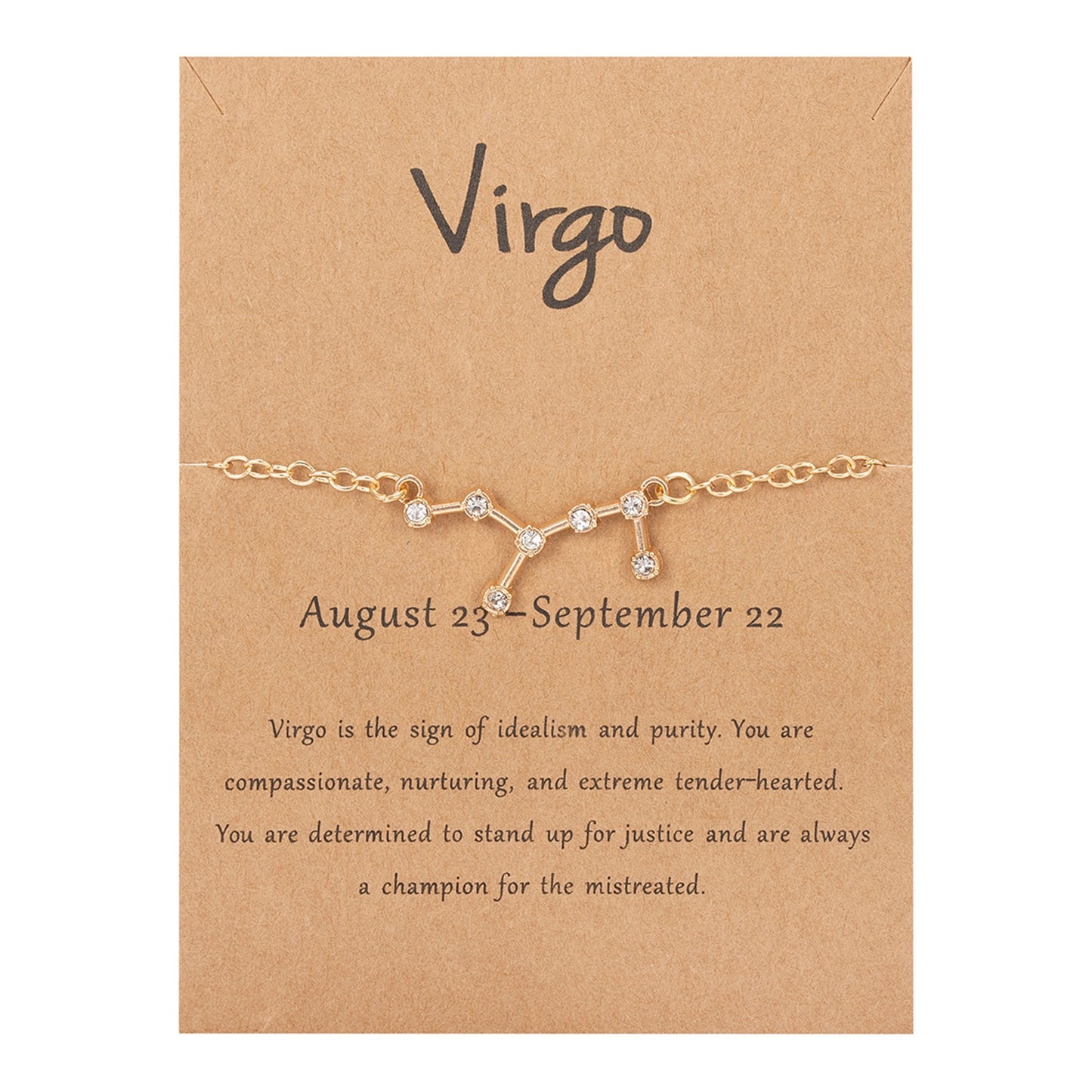 Cardboard Star Zodiac Sign 12 Constellation Bracelet Crystal Charm Gold Color Chain Bracelet for Women Birthday Jewelry Gifts