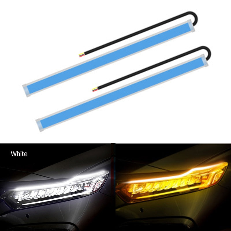 2x 2021 Newest Start-Scan LED Car DRL Daytime Running Lights Auto Flowing Turn Signal Guide Thin Strip Lamp Styling Accessories