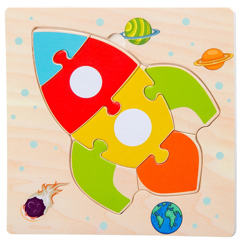 Baby Wooden Toys 3D Puzzle Cartoon Animal Intelligence  Jigsaw Puzzle Shape Matching Montessori Toys For Children Gifts