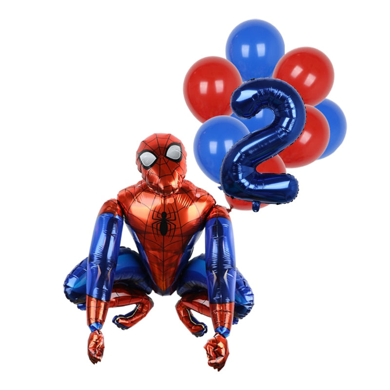 1set 3D Big Spider Super Hero Man Mylar Foil Balloon Number Foil Balloons Birthday Party Decoration Supplies Children&#39;s Gifts