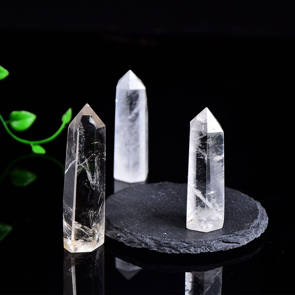 Natural Crystal Clear Quartz Transparency Quartz Point Healing Stone Hexagonal Prisms 50-80mm Obelisk Wand Stone Home Decor 1PC