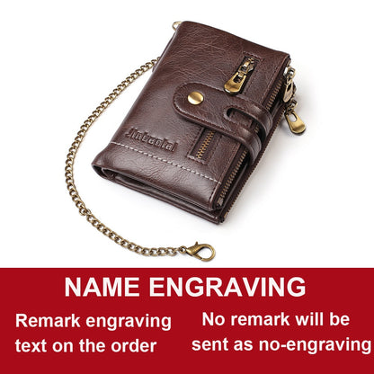 2021 New Men Wallets Name Customized PU Leather Short Card Holder Chain Men Purse High Quality Brand Male wallet