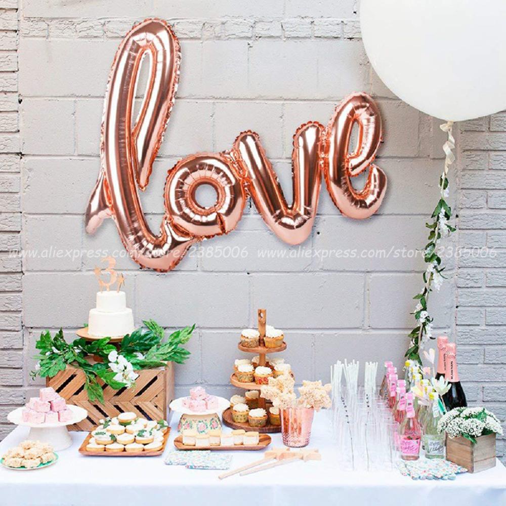 Ligatures Love Letter Foil Balloon Anniversary Wedding Valentines Birthday Party Decoration Champagne Cup Photo Props