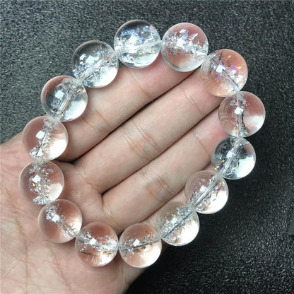 16mm Natural Himalaya Rock Crystal Gemstone Bracelet For Women Lady Men Snow Clear Round Beads Rare Lovely Genuine Jewelry AAAAA