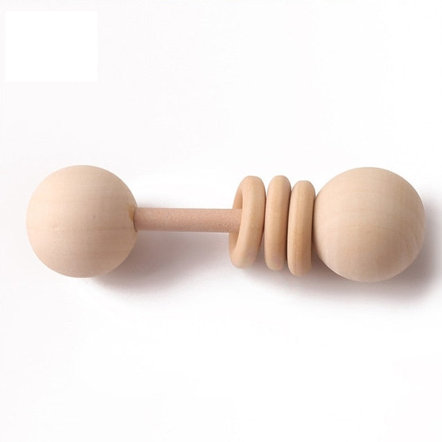 1pc Baby Toys Beech Wooden Rattle Hand Bells Toys Of Newbron Montessori Educational Toys Mobile Rattle Wooden Ring Baby Products