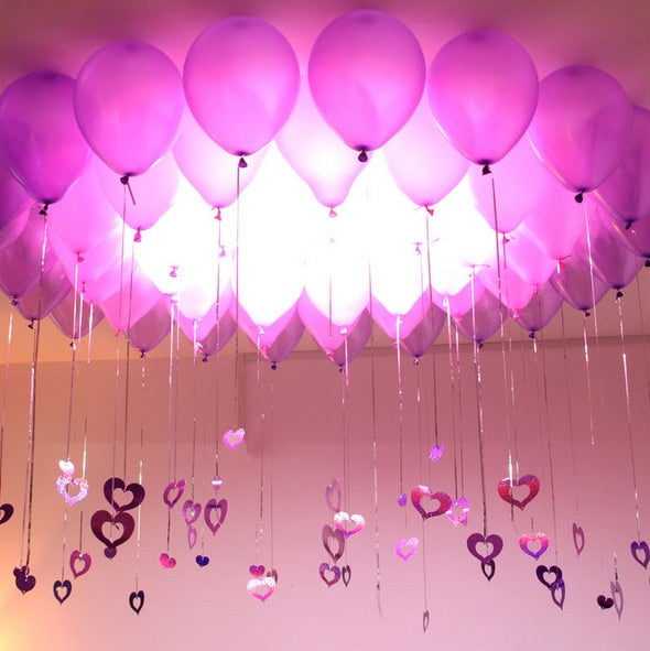 100pcs/lot Purple Heart Laser Sequined Rain Balloon Pendant Romantic Wedding Room Birthday Party Decoration Balloon Accessories