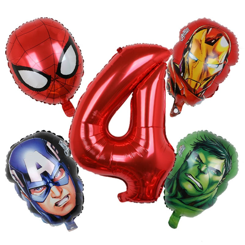 1set 3D Big Spider Super Hero Man Mylar Foil Balloon Number Foil Balloons Birthday Party Decoration Supplies Children&#39;s Gifts