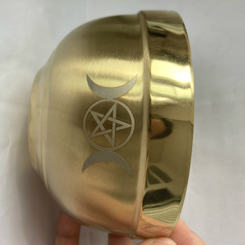 ritual bowl tarot Pentagram stainless steel Gold plating/ tableware ceremony noon Divination Astrological tool Board game