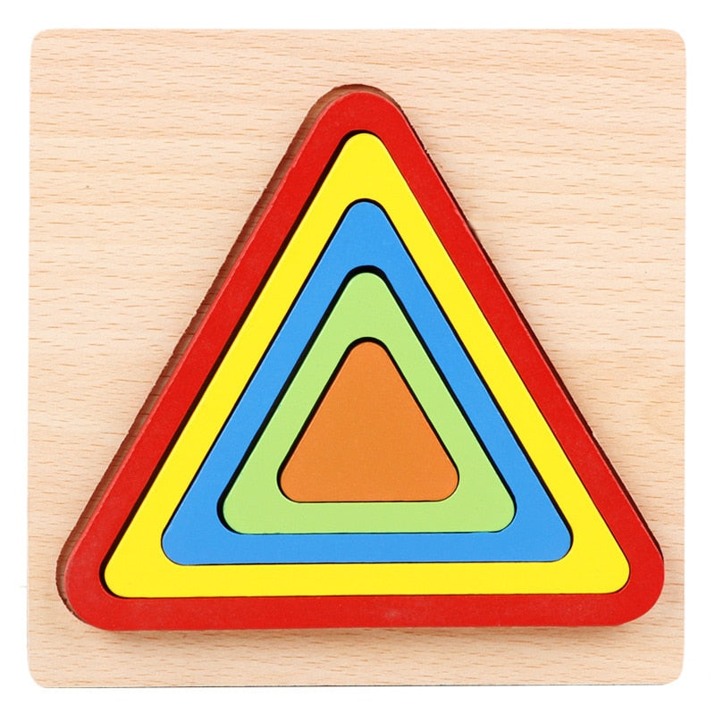 Wooden Geometric Shape Puzzle Kids Montessori Toys Educational Shape Cognition Children Jigsaw Puzzle Board Learning Sensory Toy