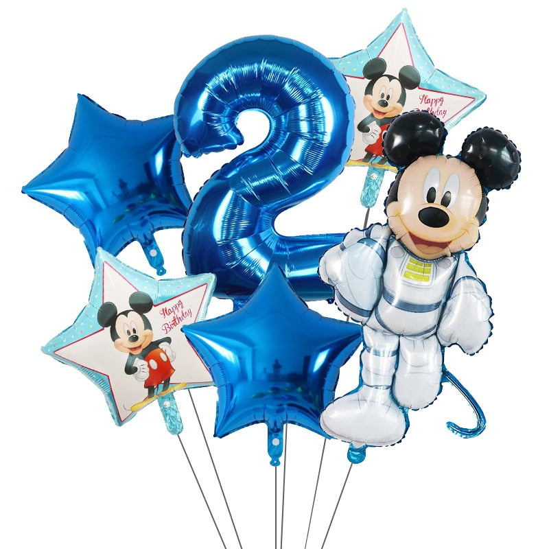 6Pcs Disney Minnie Foil Balloons Set Mickey Mouse Balloon Birthday Party Decoration Baby Shower Kids Toy Air Globos Supplies