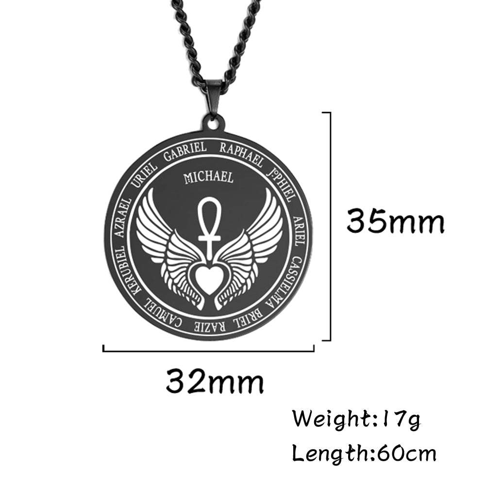 Dawapara 7 Archangels Sigil Charm Necklaces Pentacle Magic Mascot Amulet Lucky Protection Supernatural Talisman Necklace