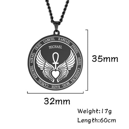 Dawapara 7 Archangels Sigil Charm Necklaces Pentacle Magic Mascot Amulet Lucky Protection Supernatural Talisman Necklace