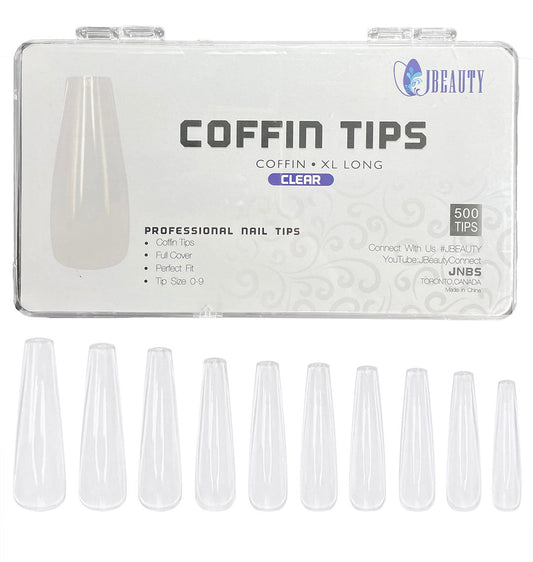 JNBS Full Coverage - Clear Coffin XL Tips (Box of 500 pcs)
