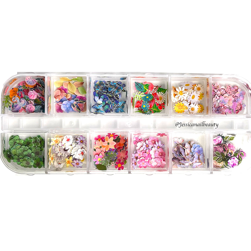 Nail Art - Dried Flower Set #08 ( Box of 12 Colors)