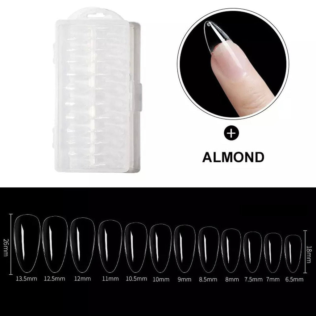 Full Cover Press On Tips - Almond (Box of 504pcs)