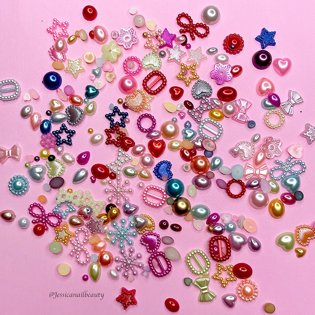 Kawaii Charm Art #48 - Vintage Multi-Color Pearls Mix