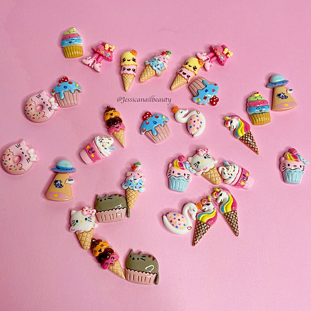 Kawaii Charm Art #50 - Dessert Donuts / Cupcakes / Ice Creams Mix