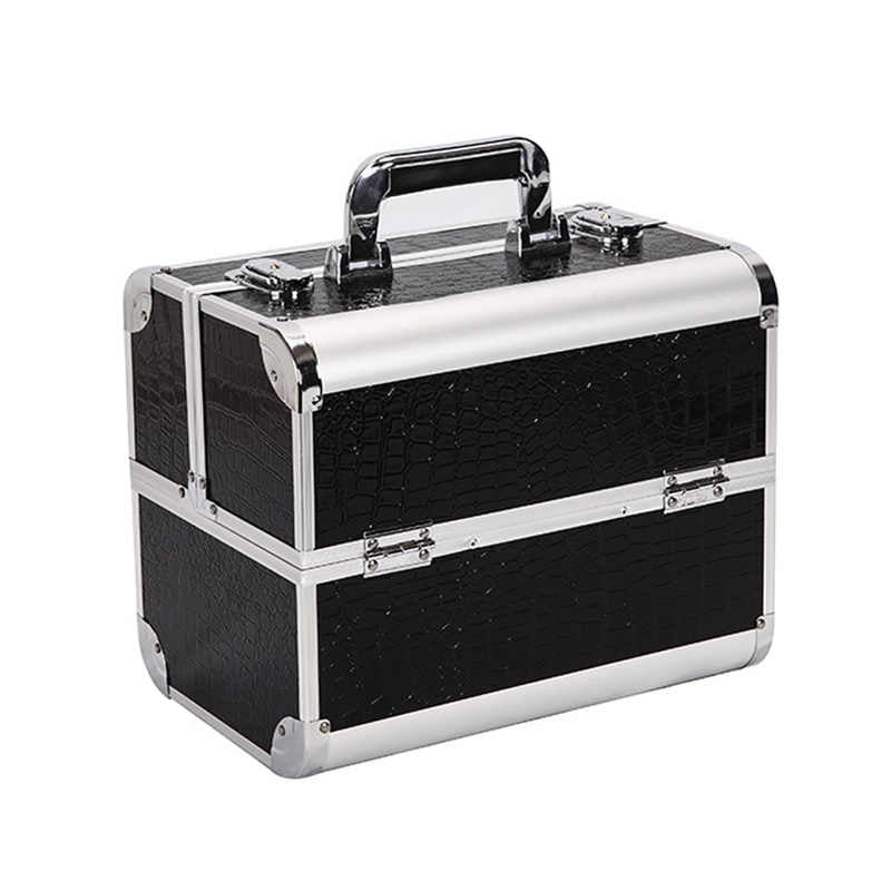 Professional Double Makeup Case - Leather (31.5 x 26 x 20)cm (Key included)