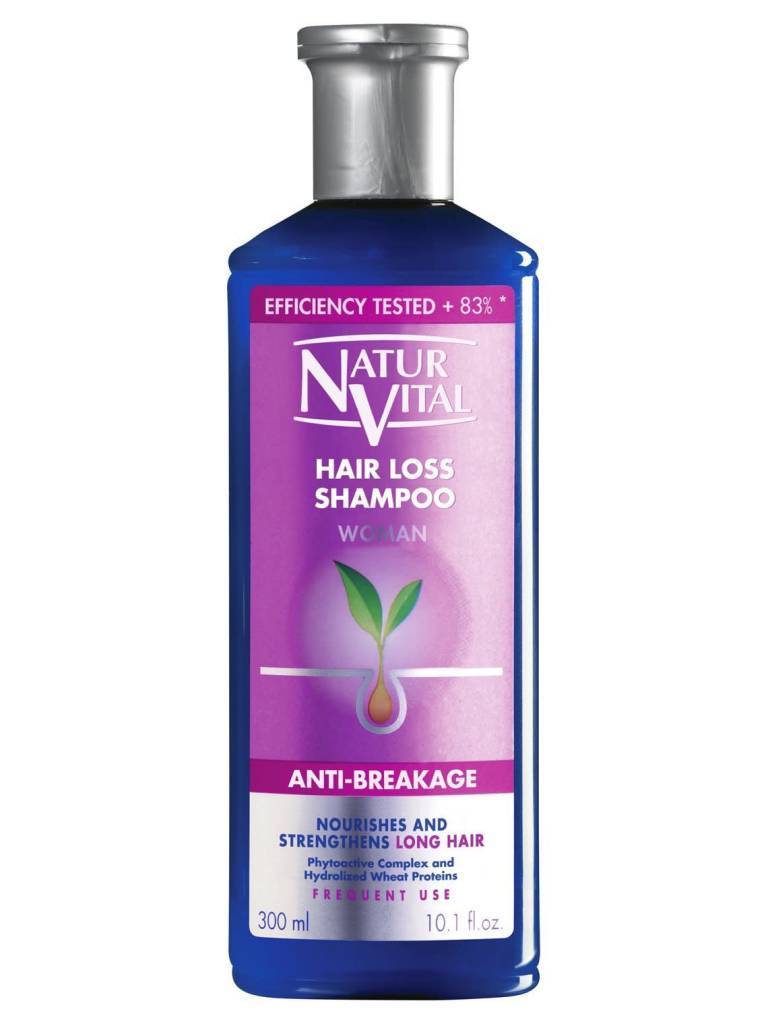 Natur Vital - Hair Loss Shampoo #Woman Anti-Breakage Nourishes & Stregthens Long Hair,  Phytoactive Complex & Hydrolized Wheat Proteins 300ml