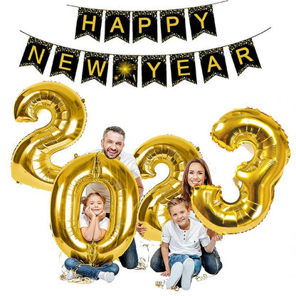 2023 Happy New Year Balloons Garland Arch Kit Christmas Eve Party Decorations For Home Supplies Xmas Foil Latex Globos